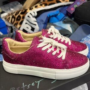 Betsey Johnson Fuchsia Glitter Sneakers